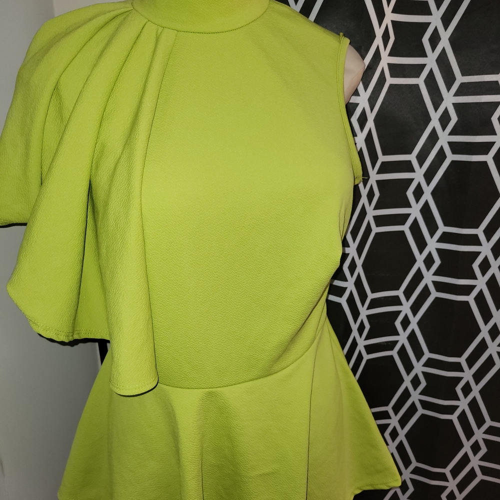 Ashley Stewart Dark Citron Peplum Top